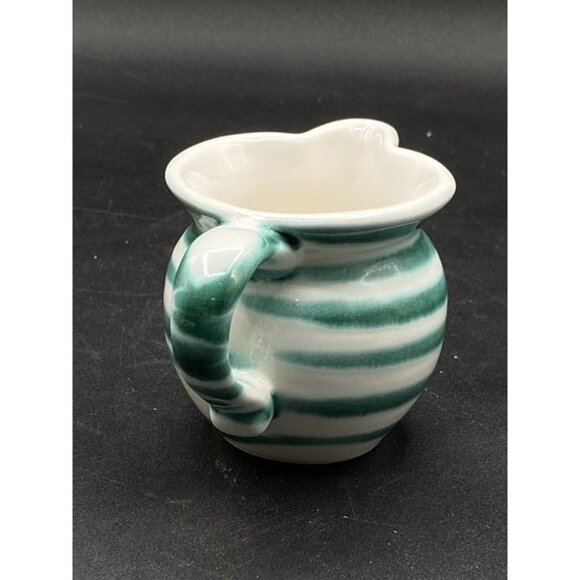 Gmundner Keramik Austria Green Dizzy Stripe Hand Painted Dizzi Creamer 2 1/4” - Picture 6 of 10